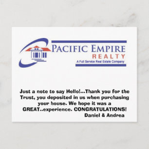 CA10O3HT, Just a note to say Hello!...Thank you... Postcard