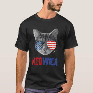 Ca 4th Of July Meowica Merica Usa American Flag T-Shirt