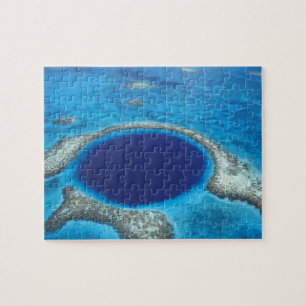 CA, Belise. Aerial view of Blue Hole (diameter Jigsaw Puzzle