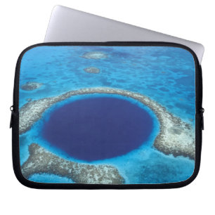 CA, Belise. Aerial view of Blue Hole (diameter Laptop Sleeve