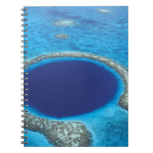 CA, Belise. Aerial view of Blue Hole (diameter Notebook