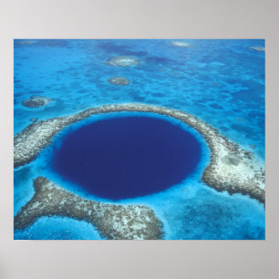 CA, Belise. Aerial view of Blue Hole (diameter Poster