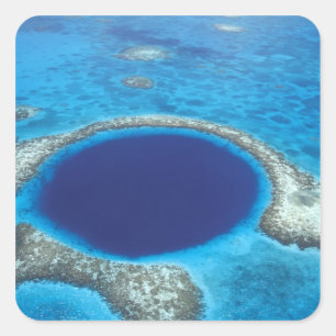 CA, Belise. Aerial view of Blue Hole (diameter Square Sticker