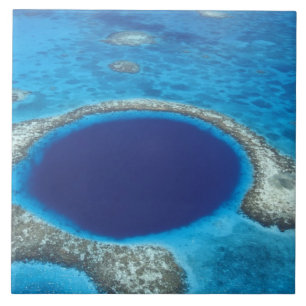 CA, Belise. Aerial view of Blue Hole (diameter Tile