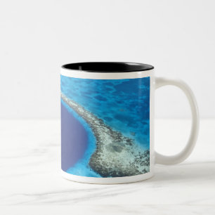 CA, Belise. Aerial view of Blue Hole (diameter Two-Tone Coffee Mug