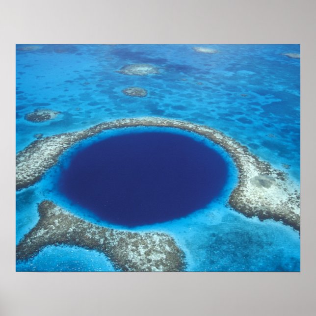 CA, Belize. Aerial view of Blue Hole (diameter Poster (Front)