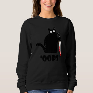 Ca Cat Oops Murderous Cat Black Cat With Knife Sweatshirt