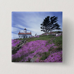 CA, Crescent City, Battery Point lighthouse with 15 Cm Square Badge