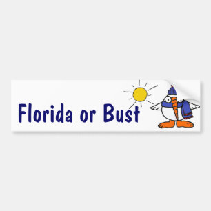 CA- Florida or Bust Snowbird Bumper Sticker