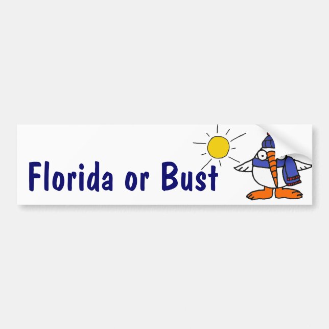 CA- Florida or Bust Snowbird Bumper Sticker (Front)