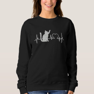Ca for Women Meowy Cute Cat Heartbeat Sweatshirt