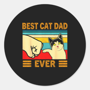 Ca Men Cat Dad Ever Funny Cat Lover Gift  Classic Round Sticker