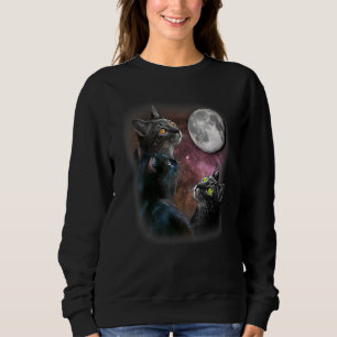 Ca Three Cat Moon 3 Wolfs Cute Kitten Sweatshirt