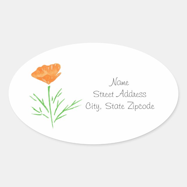 CA Watercolor Poppy Labels (Front)