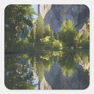 CA, Yosemite NP, El Capitan reflected in Merced Square Sticker