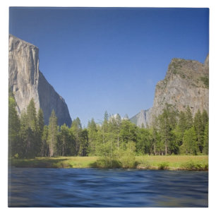 CA, Yosemite NP, Valley view with El Capitan, Ceramic Tile