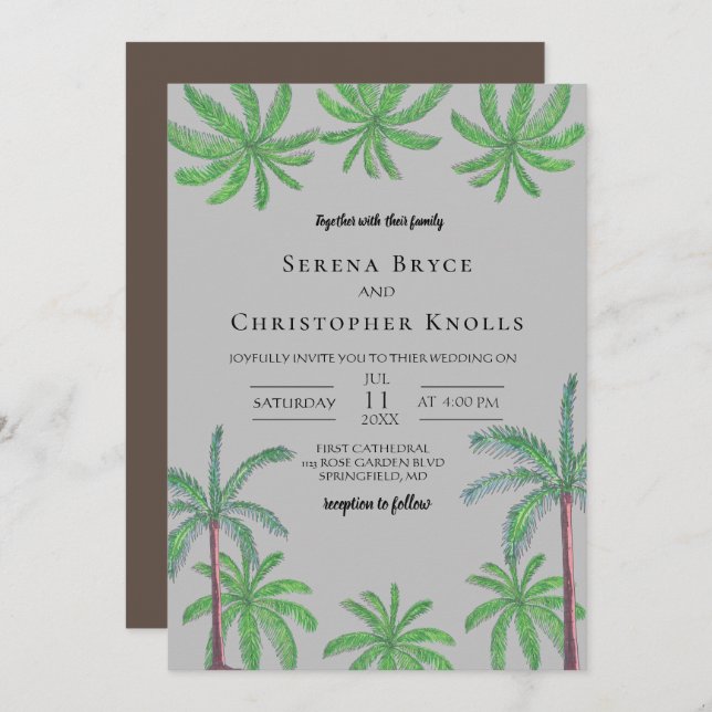 Cabana Coconut Grove Wedding Invitation (Front/Back)