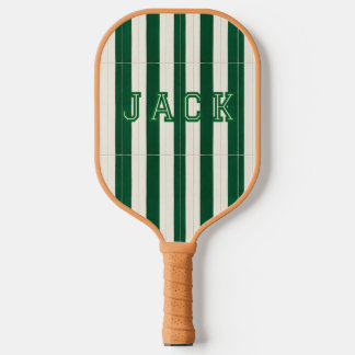 Cabana Green Stripe Monogram Preppy Pickleball Pad Paddle