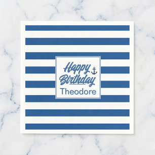 Cabana Stripe Anchor Birthday Napkin