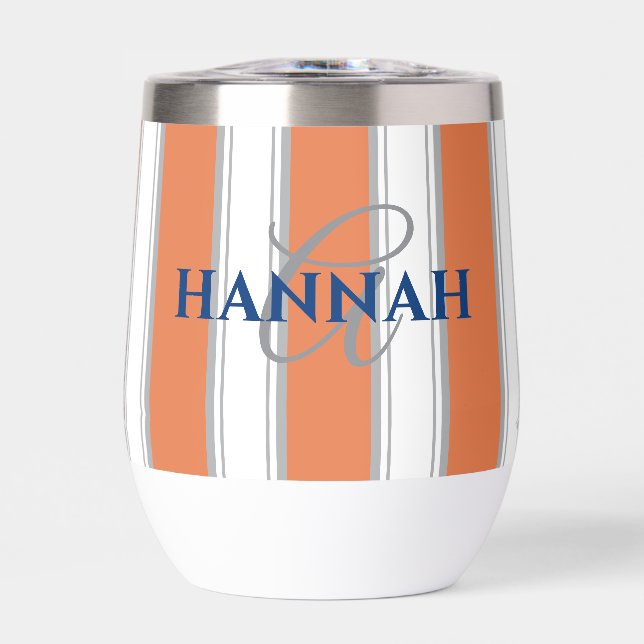 Cabana Stripe Monogram in Orange (Front)
