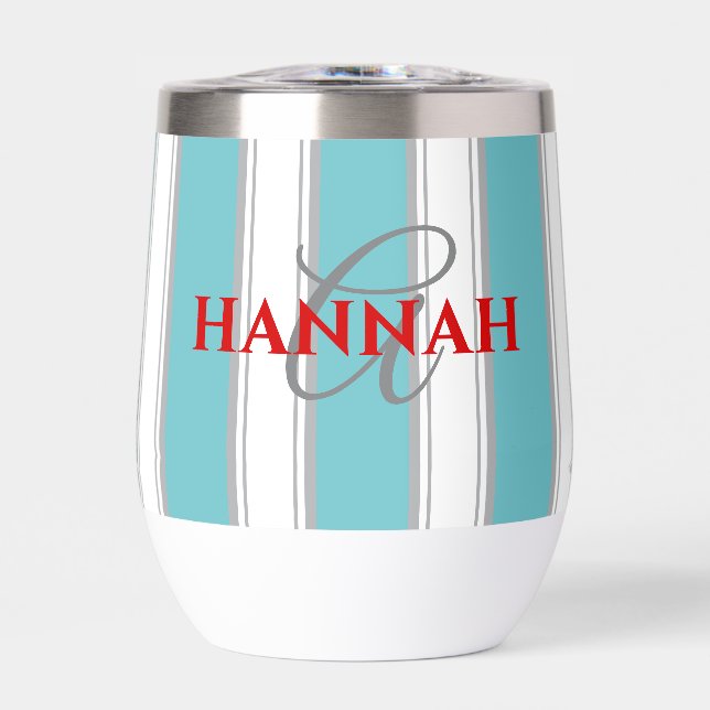 Cabana Stripe Monogram in Turquoise (Front)