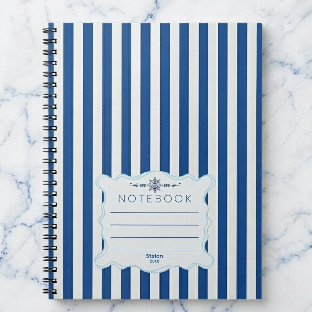 Cabana Stripe Nautical Notebook (Personalized style for your desk)