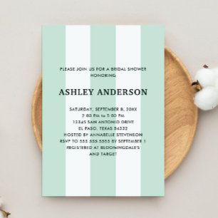 Cabana Stripe Sea Green Bridal Shower Invitation