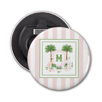 Cabana Stripes Palm Beach Monogram Crest Bottle Opener