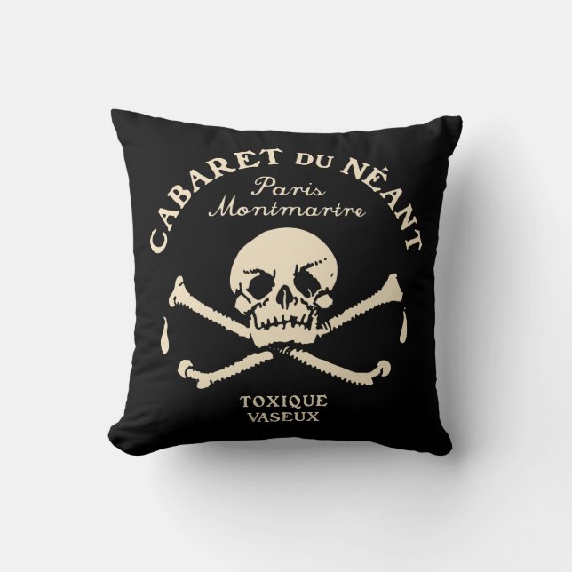 Cabaret Du Neant 1880s Paris Club - Skull Cushion (Front)