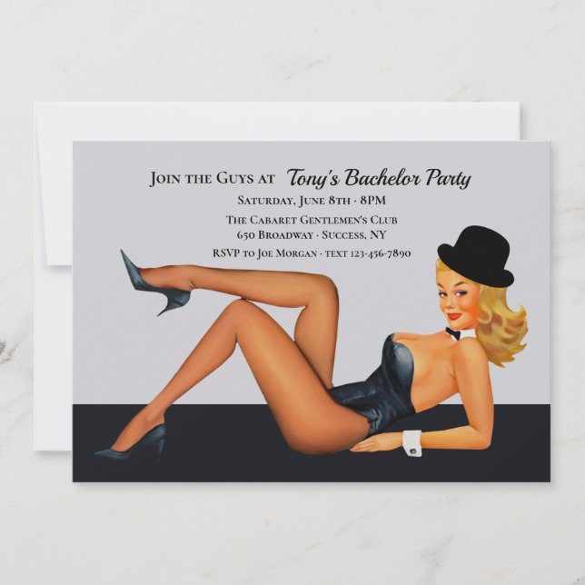 Cabaret Girl Bachelor Party Invitation (Front)