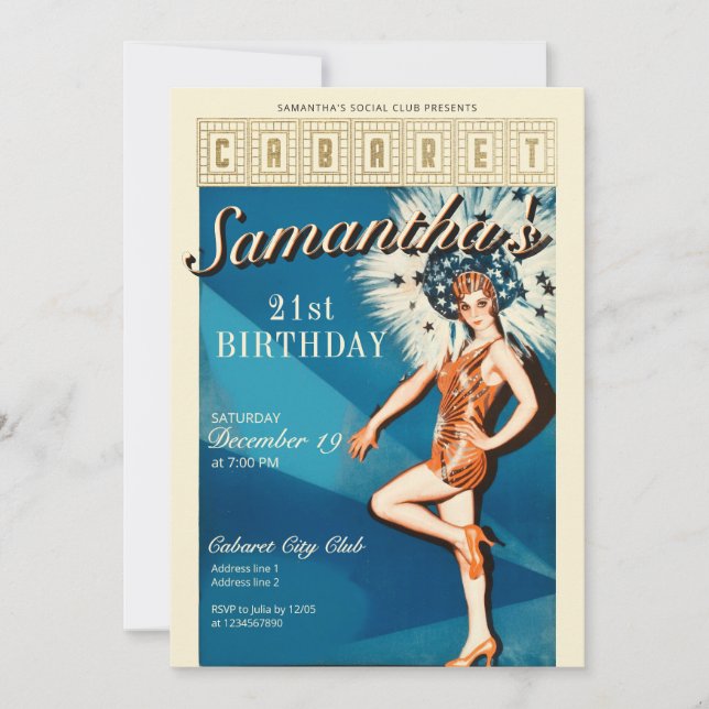 Cabaret Paris Parisian Glam Birthday Invitation (Front)