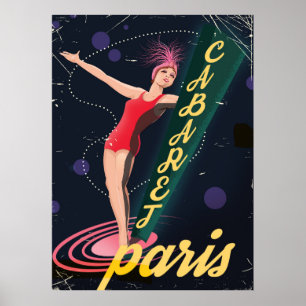 Cabaret Paris vintage travel poster