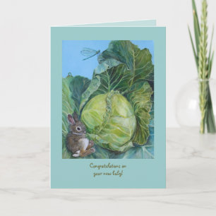 Cabbage and bunny new baby card