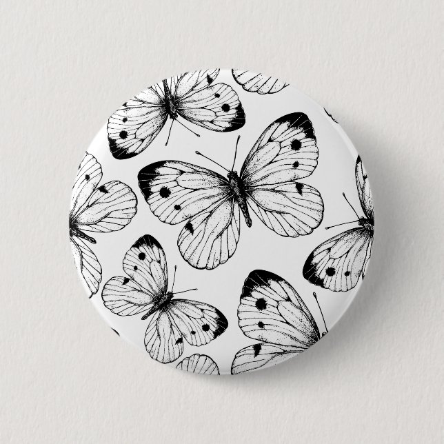 Cabbage butterfly pattern 6 cm round badge (Front)