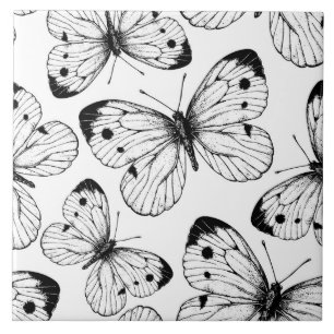 Cabbage butterfly pattern ceramic tile