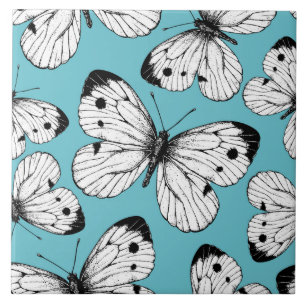 Cabbage butterfly pattern ceramic tile