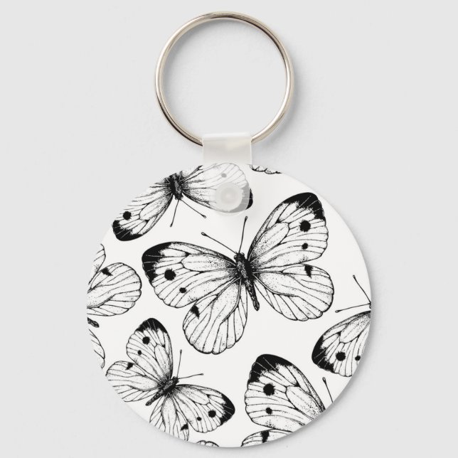 Cabbage butterfly pattern key ring (Front)