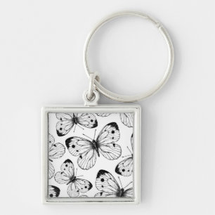 Cabbage butterfly pattern key ring