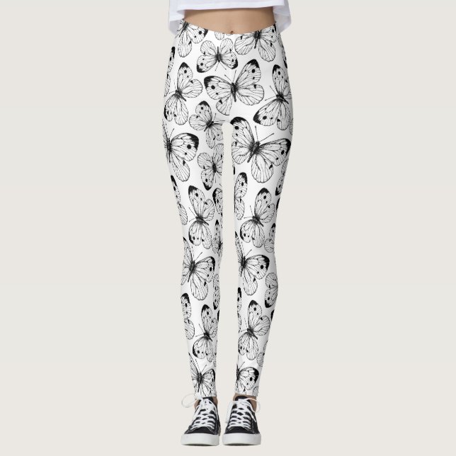 Cabbage butterfly pattern leggings (Front)