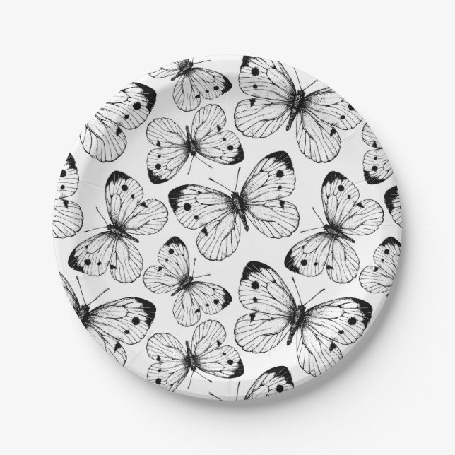 Cabbage butterfly pattern paper plate (Front)