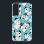 Cabbage butterfly pattern samsung galaxy case<br><div class="desc">Pattern design made of cabbage butterflies on blue background.</div>