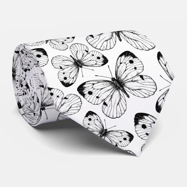 Cabbage butterfly pattern tie (Rolled)