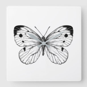 Cabbage butterfly square wall clock