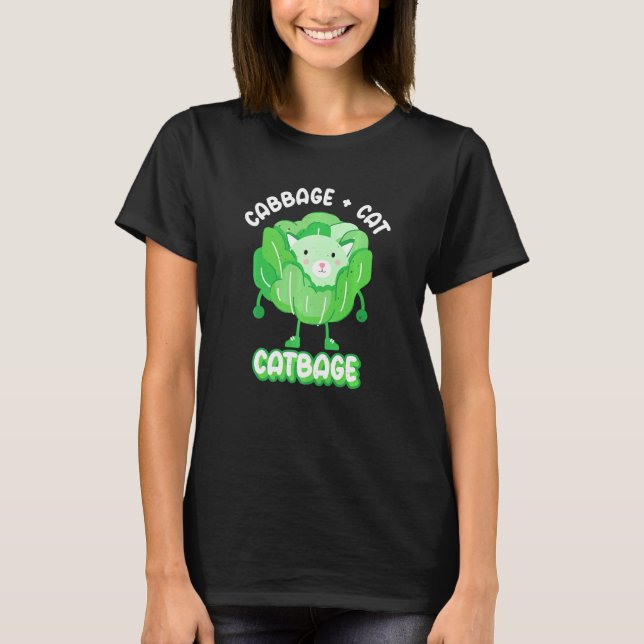 Cabbage Cat Catbage Vegetarian Cabbage T-Shirt (Front)