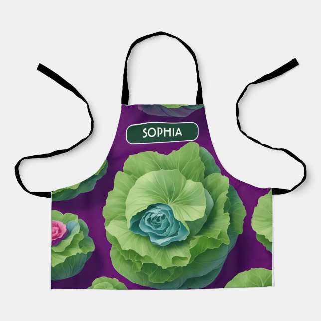 Cabbage Floral Colourful Personalised Pattern Apron (Front)