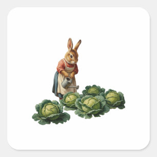 Cabbage rabbit square sticker