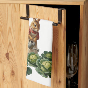 Cabbage rabbit tea towel