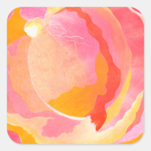 Cabbage Rose III Square Sticker