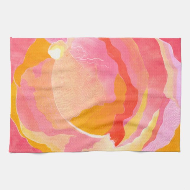 Cabbage Rose III Tea Towel (Horizontal)