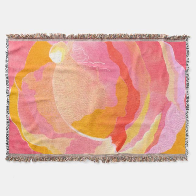 Cabbage Rose III Throw Blanket (Front)